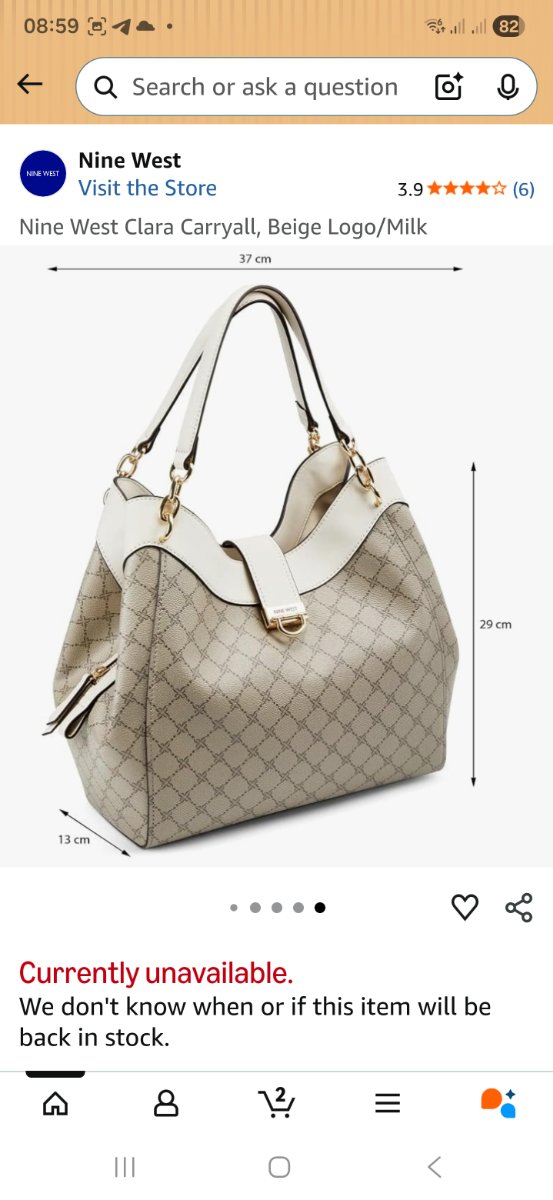 תיק יד/כתף מבית NINE WEST. דגם CLARA — תמונה 4 מתוך 5